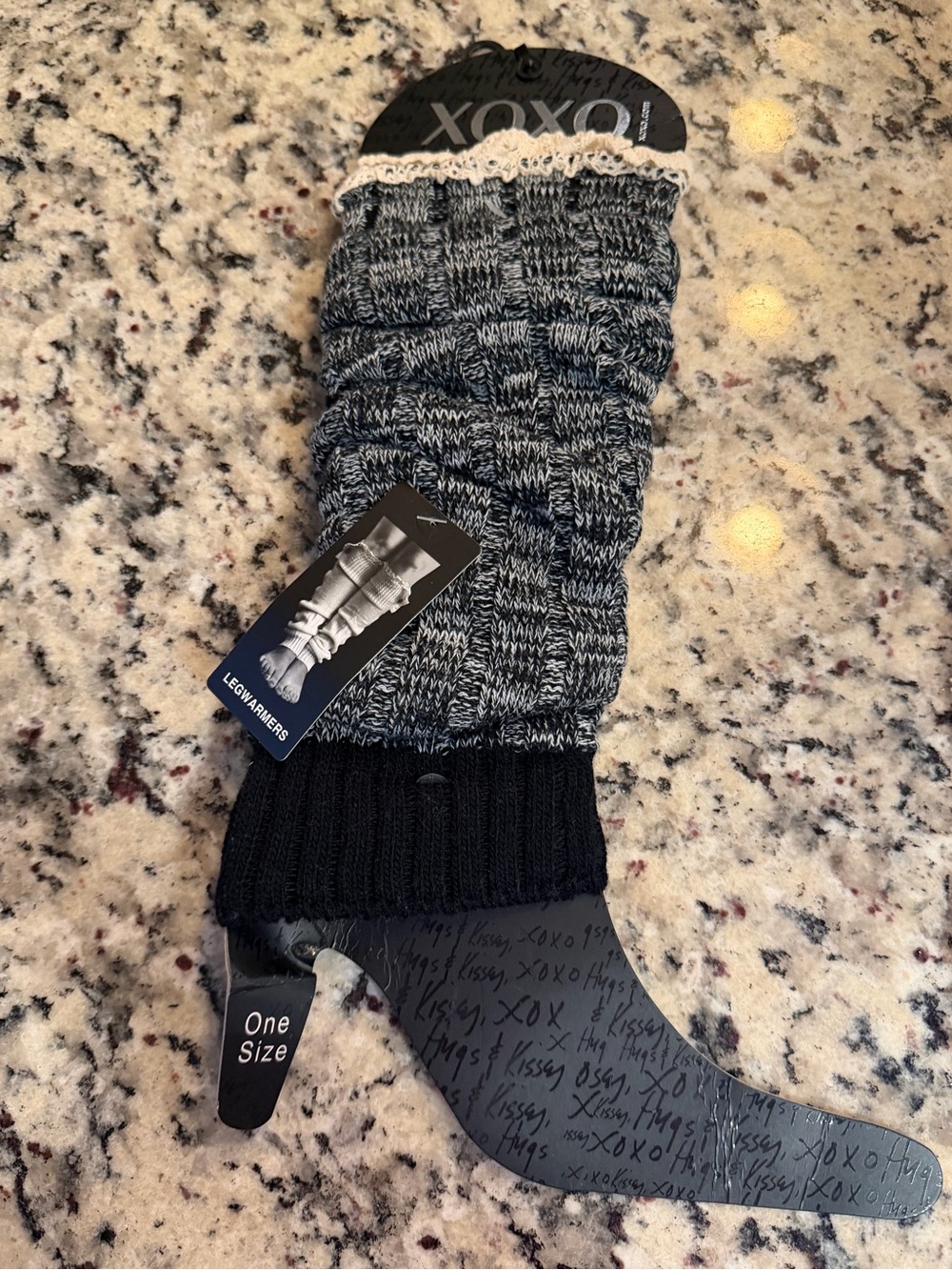 XOXO Black & Gray Knit Leg Warmers